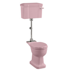Stand WC Burlington Confetti Pink mit wandhängendem Spülkasten mit Ornamentsockel