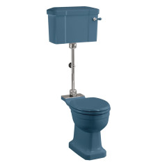 Stand WC Burlington Alaska Blue mit wandhängendem Spülkasten mit Ornamentsockel